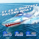 DEERC High-Speed RC Boat, 20+ MPH, Fast Remote Control Shark Racing Boat | Full Proportional, 2.4GHz Speedboat with LED Lights, Lake & Pool Water Toys for Adults & Kids - Image 4