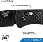 Benchmade Bugout EDC Knife, S30V Steel Blade (535BK-2) | Graphite Black CF-Elite handle, Drop-Point blade - Image 3