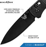 Benchmade Bugout EDC Knife, S30V Steel Blade (535BK-2) | Graphite Black CF-Elite handle, Drop-Point blade - Image 4