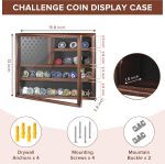 Challenge Coin Display Case, Lockable Military Coin Holder Cabinet with Removable Star Board & HD Tempered Glass Door, Solid Wood Wall Mount Coins Collection Rack Stand - Image 3