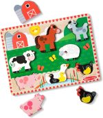 Melissa & Doug Farm Wooden Chunky Puzzle (8 pcs) - FSC Certified | 8 Chunky Wooden Pieces, Stand-Up Farm Animals and Barn, Motor Skill Building Puzzle Play, Toddler Toys for Kids, Ages 2+ - Image 4