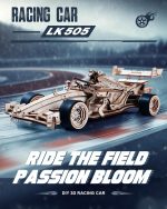 ROKR 3D Wooden Puzzle 1:18 Scale Formula Racing Cars, Wind up Toys Model Car Kits for Adults to Build, Ideal Hobby Gift for Boys and Men Desk Decor Display - Image 4