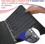 Gersoniel 10 Sheets Pages Postage Stamp Album Pages 11x 8.58 Inch Stamp Collecting Supplies 9 Hole Standard for Binder(7 Rows) - Image 5