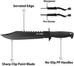 FLISSA Survival Hunting Knife with Sheath, 15-inch Tactical Bowie Knife | Sharpener & Fire Starter Included, Full Tang Fixed Blade, for Camping, Outdoor, Bushcraft - Image 6