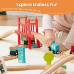 Tiny Land 39 Pcs Wooden Train Set for Toddler with Wooden Tracks | Compatible with Major Brands, Expandable, Changeable Train Toy for 3 4 5 Years Old Girls & Boys, Great Birthday Gift - Image 3