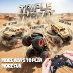 BEZGAR Monster Truck Toys, Remote Control Monster Truck with Dancing Spins, Lights & Music, 1:20 Remote Control Car for Boys 4-7, 5 6 7 8 9 10 +Year Old Boys Birthday Gifts (Yellow) - Image 3