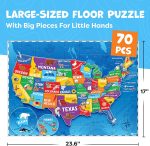 United States Puzzles for Kids Ages 4-6, 6-8 - Educational Toys for Boys & Girls - 70Pcs USA Map Kids Puzzles with 50 States & Capitals - Floor Jigsaw Kids Puzzle - Learning Activities Gifts - Image 5
