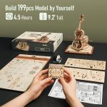 ROKR 3D Puzzles for Adults 1:5 Scale Cello Model Kit with Base 199pcs Wooden Music Box Building Kit Desk Gift for Men Women Hobby for Adults - Image 4