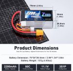 Zeee 3S Lipo Battery 2200mAh 11.1V 50C Shorty Pack Battery with XT60 Plug for RC Car Truck RC Vehicles Boat Drone RC Airplane Quadcopter Helicopter FPV Racing Hobby Models(2 Pack) - Image 3