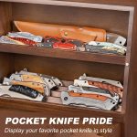 Pocket Knife Display Case for 22–30 Folding Knives, Drawer with Removable Display Shelf, Knife Organizer Storage Box, Gift for Men - Image 4