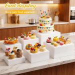 6 Pack Acrylic Risers for Display Acrylic Cube Boxes Risers Display Stands with Hollow Bottoms Decorative Stand for Jewelry Candy Table Decor 6 Sizes(White,7 to 12 Inch,Square) - Image 3