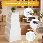 6 Pack Acrylic Risers for Display Acrylic Cube Boxes Risers Display Stands with Hollow Bottoms Decorative Stand for Jewelry Candy Table Decor 6 Sizes(White,7 to 12 Inch,Square) - Image 4