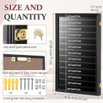 Silipull Challenge Coin Display Case, 28 x 16 Inch Poker Chips Holder Wood Medal Wall Mount Lockable Cabinet Rack Box for Army Navy Air Force Marine Honored Coins - Image 3