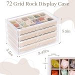 Bfttlity Acrylic Rock Display Case, 72 Grids Rock Collection Box for Kids | Clear Collection Display Cases for Stones Collectibles Gemstone Crystals Storage - Image 3