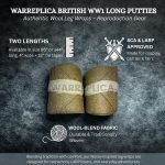 warreplica WW1 US Army M1910 Puttees Leggings Wraps/WW1 US Army Leg Wraps Gear Putty–Historical Reproduction Military Gaiters - Image 3