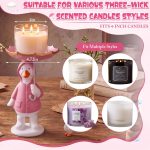 Silly Goose with Raincoat Candle Holder for 3 Wick Candle Jars, Cute Duck Silly Goose with Floral Umbrella Decorative Candlestick Stand for Home Spring Living Room Garden Decor(Pink) - Image 3