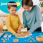 Just Messin’ Silicone Arts and Crafts Mat for Kids, 16" x 26", Blue | Non-Slip, Reusable, Heat-Resistant Mat, 0.6" Raised Edges to Contain Mess & Protect Tables, Great for Slime,Resin,Legos,Paint - Image 3