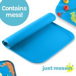 Just Messin’ Silicone Arts and Crafts Mat for Kids, 16" x 26", Blue | Non-Slip, Reusable, Heat-Resistant Mat, 0.6" Raised Edges to Contain Mess & Protect Tables, Great for Slime,Resin,Legos,Paint - Image 4