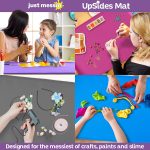 Just Messin’ Silicone Arts and Crafts Mat for Kids, 16" x 26", Blue | Non-Slip, Reusable, Heat-Resistant Mat, 0.6" Raised Edges to Contain Mess & Protect Tables, Great for Slime,Resin,Legos,Paint - Image 7