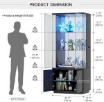 Lvifur 71” Tall Display Cabinet with Glass Doors & Lights, Lockable (Black) | 4mm Tempered Pop-Up Glass Door; Key-Locking Security; 6ft Tall; 3 Dimmable Lights; Adjustable Brightness; Gift Idea - Image 3