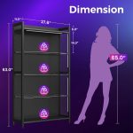AODK Display Case with Glass Shelves & RGB Lights, 4-Tier Display Cabinet | LED Display Shelf with Industrial Metal Mesh & Open Shelf Design for Collectibles, Black Curio Cabinet, Book Case - Image 3