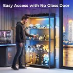 AODK Display Case with Glass Shelves & RGB Lights, 4-Tier Display Cabinet | LED Display Shelf with Industrial Metal Mesh & Open Shelf Design for Collectibles, Black Curio Cabinet, Book Case - Image 5