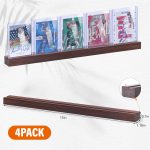 Sports Card Display Shelf for Wall, Holds 20 Trading Cards, 4PCS Wooden Card Holder for Baseball, Football, Basketball, and Graded Card Collection, Brown - Image 4