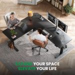 63x55 L-Shaped Electric Standing Desk with Charging Station | Adjustable Corner Standing Desk with Memory Controller ,L Shape Sit Stand Table with Splice Board for Home Office - Image 3