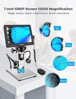 Leipan 7" LCD Digital Microscope 1200X,12MP Coin Microscope with Screen | 1080P Coin Magnifier with 12pcs Slides,Wired Remote,2 Side Lights,Windows/Mac OS Compatible - Image 3