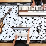 Tatuo 8 Pieces 108 x 54 Inch Music Themed Party Decorations Disposable Musical Notes Tablecloth Plastic Table Cover Birthday Jazz Rock Party Decoration Supplies - Image 4