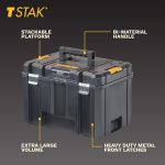 DEWALT TSTAK Tool Box, Extra Large Design, Removable Tray for Easy Access to Tools, Water and Debris Resistant (DWST17806) - Image 3
