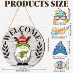 Qunclay Raw Seasonal Interchangeable Wooden Gnome Decor Summer Christmas in July Gnome Decorations with Magnet Pieces and Detachable Hats Hanging Welcome Sign - Image 3