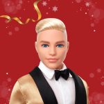 Barbie Signature 2025 Holiday Blonde Ken Collectible Fashion Doll Wearing Full Suit with Golden Jacket in Displayable Packaging & Doll Stand - Image 3