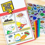 Made By Me Make Your Own Comic Book Storytelling Kit for Kids, 15-Page, Hardcover, How-to Draw Instructional Guide, Comic Inspired Stickers & Stamp, Holographic Stickers, 5 Vibrant Markers - Image 6