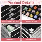 Bfttlity Acrylic Rock Display Case, 108 Grids Rock Collection Box for Kids | Clear Collection Display Cases for Stones Collectibles Gemstone Crystals Storage - Image 5