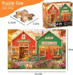 500 Piece Country Store Jigsaw Puzzle for Adults | Garden Landscape Puzzle for Adults 500 Pieces,Garden Supplies Store Oil Style Dog Jigsaw Puzzles 500 Pieces - Image 3