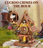 ROKR Cuckoo Clock 3D Wooden Puzzle with LED Light & Hourly Chime for Adults | DIY Wooden Clock Model Building Set, Unique Gift for Women Men - Image 3