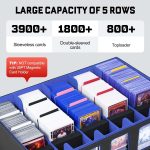 ZLCA Trading Card Storage Box 5-Row with Handle, MTG Storage Box | Holds 3900+ Cards with Commander Display, Top Loaders Organizer Case for TCG PTCG Sport Card(Black&Blue) - Image 3