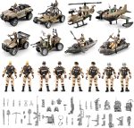 56-in-1 Army Men Toys for Boys 4-7 6-8 8-12, Military Truck/Helicopter/Kayak Boat/Motorcycle/Army Men Action Figures/Weapon Gears, Army Toys for Boys Kids Birthday Gifts Party Favors - Image 3