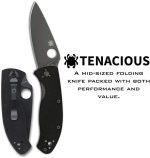 Spyderco Tenacious Folding Pocket Knife, PlainEdge | 7.77" Overall Length, Black Oxide 3.3" 8Cr13MoV Steel Blade, G-10 Handle, LinerLock, Full-Flat Grind - Image 3