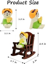 Mevodeata Cute Mini Cat Figurine with Rocking Chair - Resin Collectible Desk Decor, 1.5" Tiny Cat Statue for Home & Office - Gift for Cat Lovers - Image 3