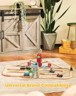 SainSmart Jr. Wooden Train Track 52 PCS, Track Expansion Compatible with All Major Brands Toddler Railway Toy Train Set Boys Train Set 3+ - Image 3