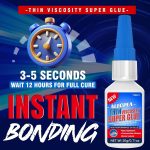 Thin CA Glue 20g, Cyanoacrylate Super Glue with 3 Droppers | Fast 15 Second Set, Clear Capillary Flow For Hairline Gaps In Wood, Metal, Plastic, Ceramic, Rubber, And Jewelry - Image 3