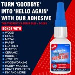 Thin CA Glue 20g, Cyanoacrylate Super Glue with 3 Droppers | Fast 15 Second Set, Clear Capillary Flow For Hairline Gaps In Wood, Metal, Plastic, Ceramic, Rubber, And Jewelry - Image 4