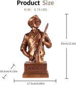 Antique Bronze Minuteman Statue - American Revolutionary War Soldier Bust with Musket - 1776 Patriotic History Decor for Home Office, Library & Classroom - Unique Gift for Gun Enthusiasts - Image 4