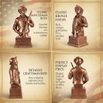 Antique Bronze Minuteman Statue - American Revolutionary War Soldier Bust with Musket - 1776 Patriotic History Decor for Home Office, Library & Classroom - Unique Gift for Gun Enthusiasts - Image 5