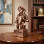 Antique Bronze Minuteman Statue - American Revolutionary War Soldier Bust with Musket - 1776 Patriotic History Decor for Home Office, Library & Classroom - Unique Gift for Gun Enthusiasts - Image 8
