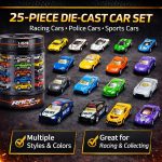 25 Piece Diecast Cars Pack Toy Playset in Storage Carrying Tub - 1:64 Scale Metal Alloy Die-cast Vehicles Collection for Kids - Image 8
