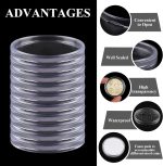 Utron 60P Clear Plastic Coin Capsules, Dollar Coin Holder, 40mm Silver Coin Storage for Collectors, Morgan Silver Dollar Coin Holders with Adjustable Gasket (17/20/25/27/30/33/38/40mm) - Image 5