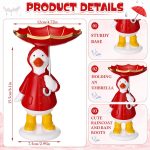 Silly Goose with Raincoat Candle Holder for 3 Wick Candle Jars, Cute Duck Silly Goose with Floral Umbrella Decorative Candlestick Stand for Home Spring Living Room Garden Decor(Red) - Image 4